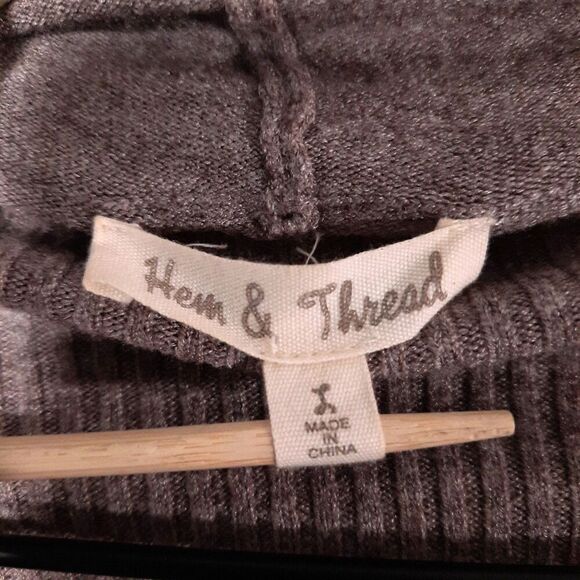 Hem & Thread Open Front Cardigan Sweater Size Large Waterfall Boho Chic Beige - Picture 8 of 11